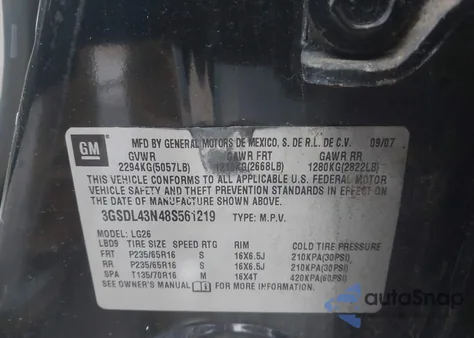 2008 Saturn Vue V6 Xe from USA, damaged, VIN 3GSDL43N48S561219